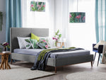 Bett mit Lattenrost Samtstoff BAYONNE 140 x 200 cm Hellgrau