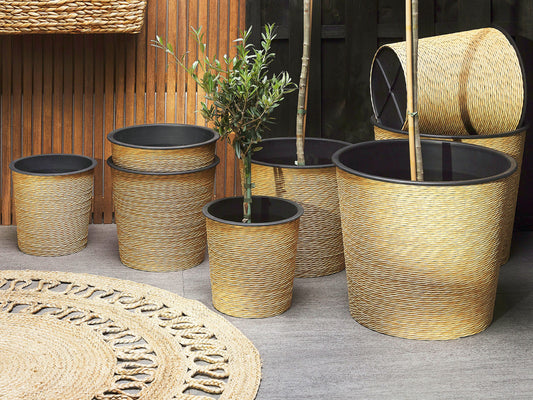 Blumentopf Rattan natürlich rund 34 x 34 x 31 cm ATENY