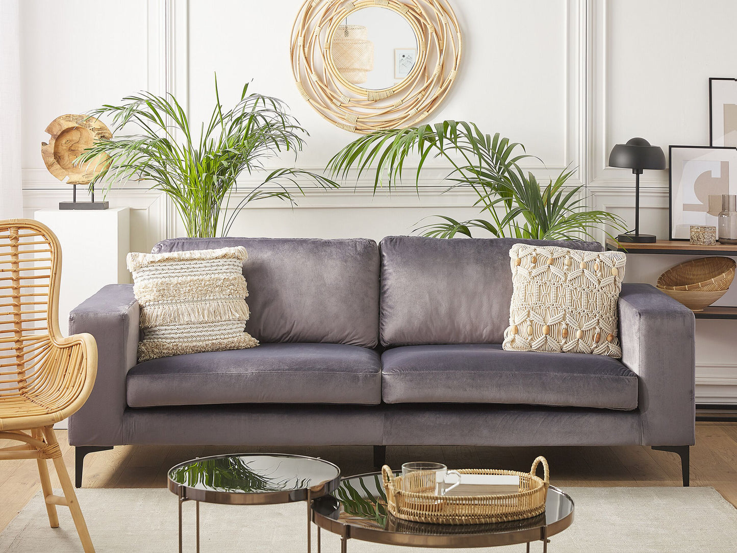 3-Sitzer Sofa Samtstoff dunkelgrau VADSTENA