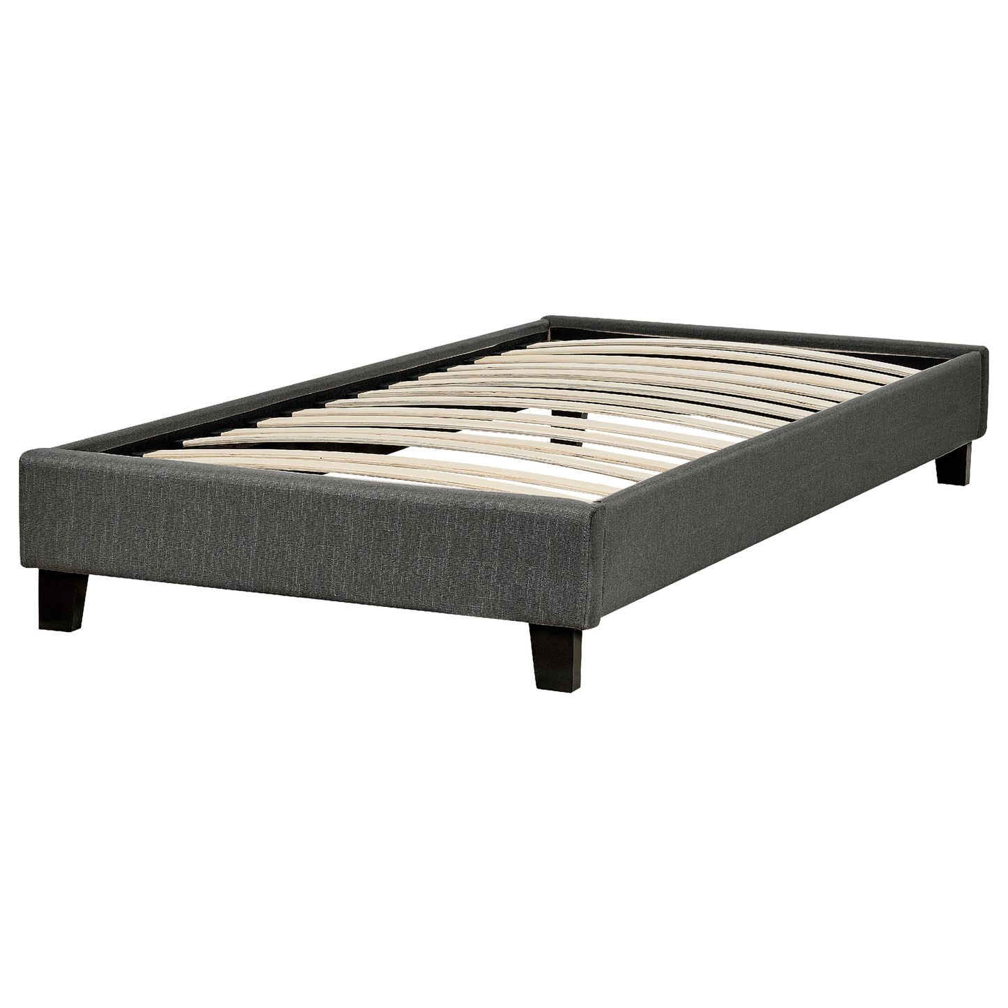 Bett mit Lattenrost Stoff ROANNE 90 x 200 cm Grau