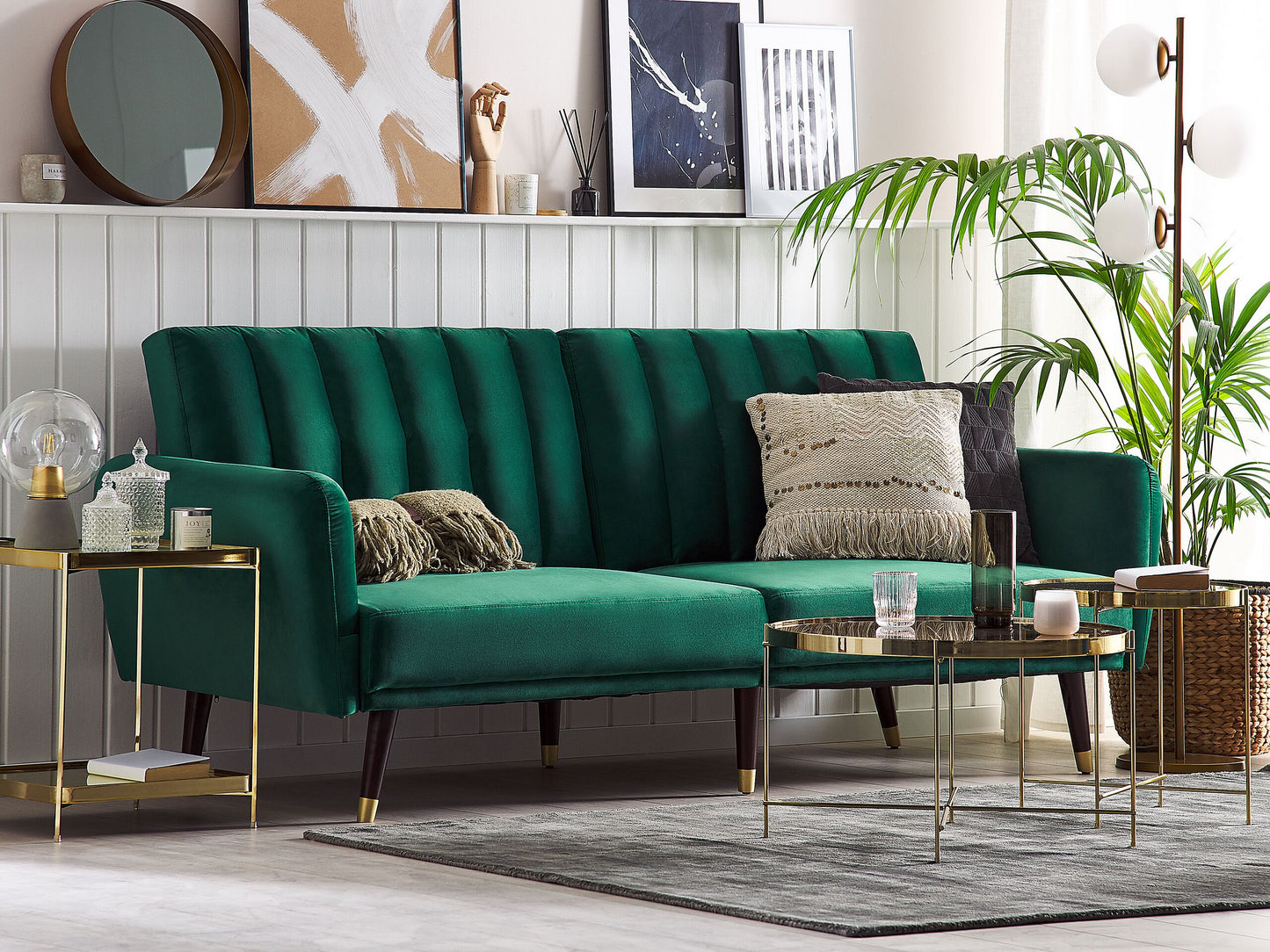 3-Sitzer Schlafsofa Samtstoff smaragdgrün VIMMERBY