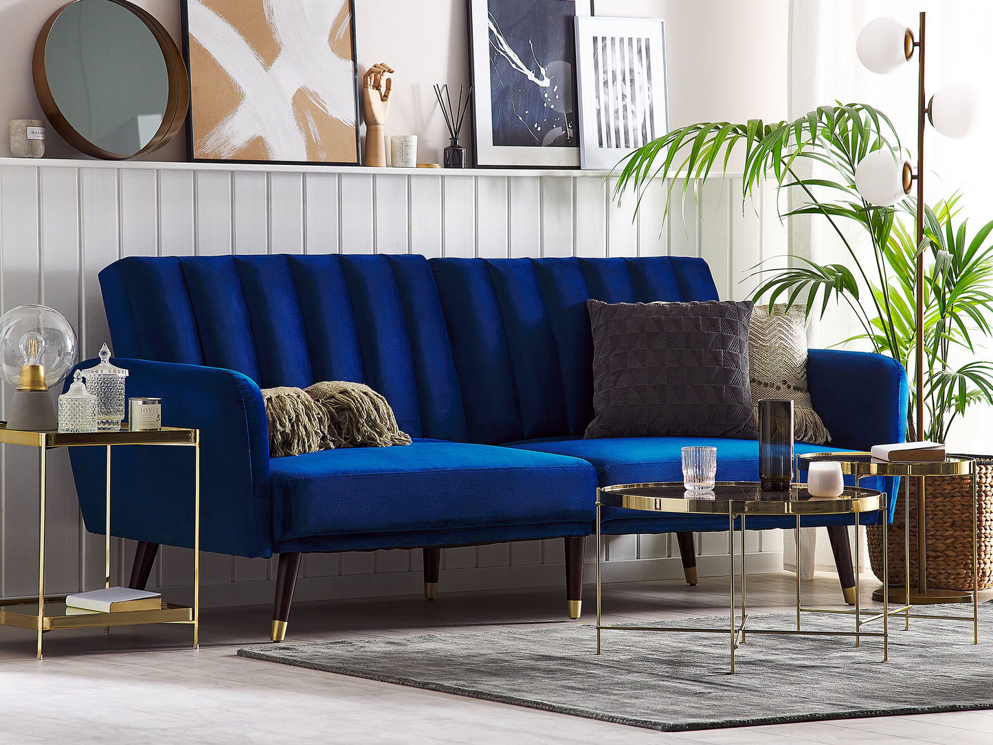 Schlafsofa Samtstoff Marineblau VIMMERBY