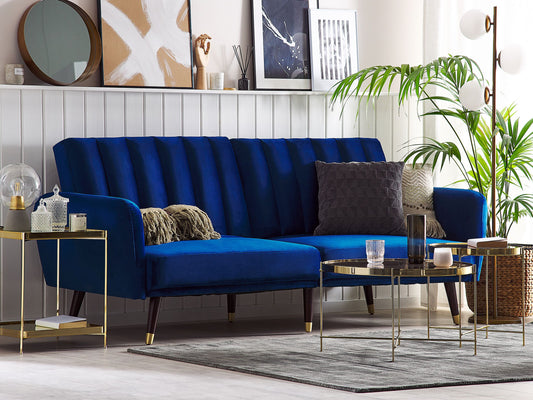 Schlafsofa Samtstoff Marineblau VIMMERBY