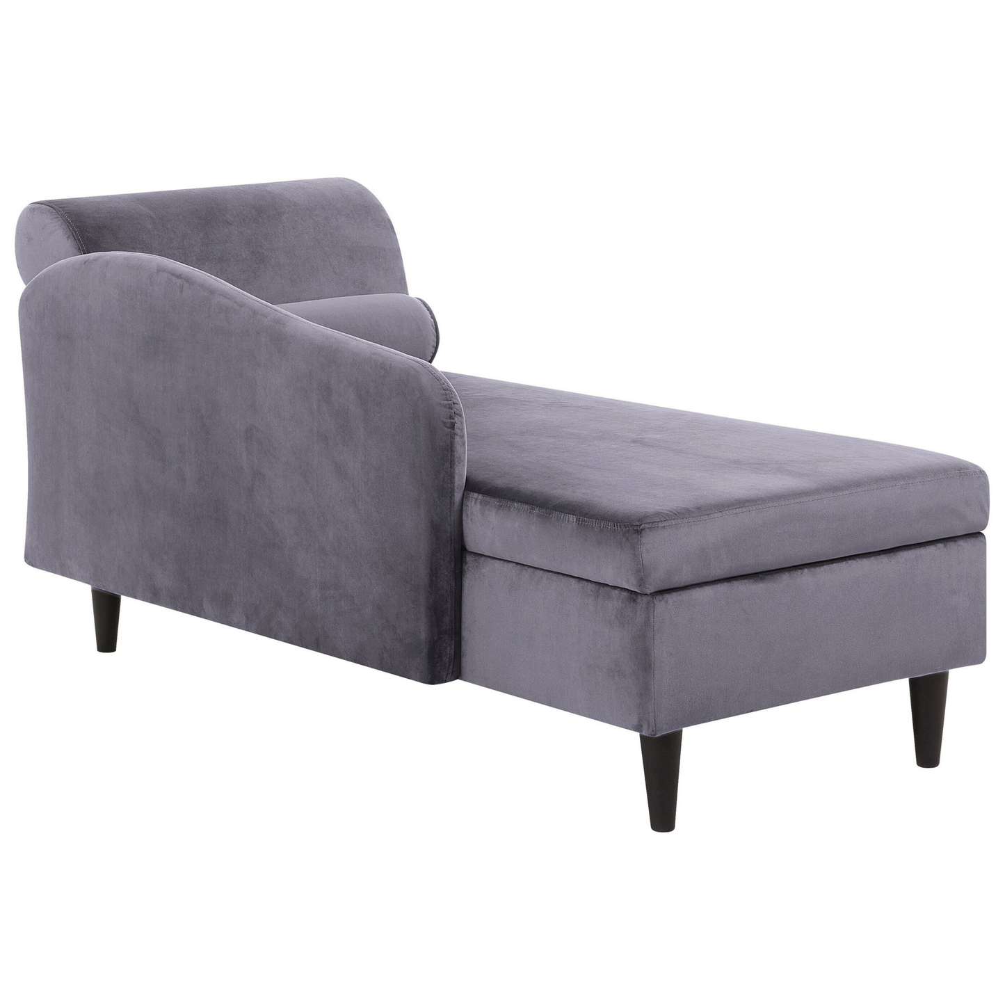 Chaiselongue Samtstoff dunkelgrau rechtsseitig LUIRO