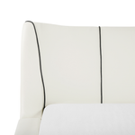 Wasserbett mit LED Echtleder NANTES 140 x 200 cm Cremeweiss