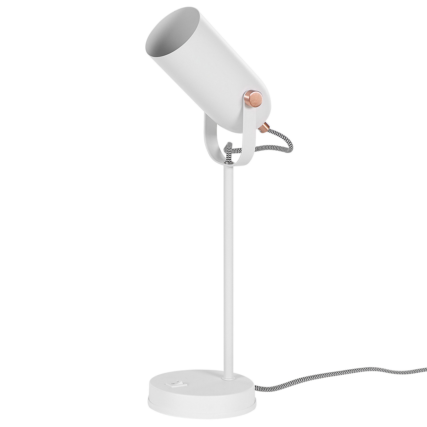 Schreibtischlampe Metall weiss / kupferfarben matt 48 cm rund TYRIA
