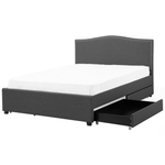 Bett mit Schubladen Stoff MONTPELLIER 180 x 200 cm LED Dunkelgrau