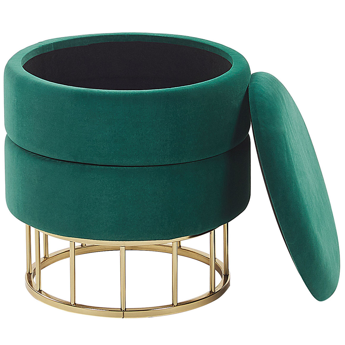 Pouf mit Stauraum Samtstoff dunkelgrün ⌀ 37 cm ELGIN