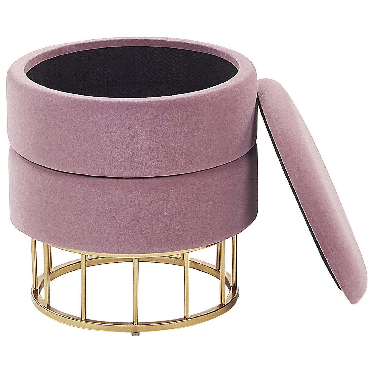 Pouf mit Stauraum Samtstoff rosa ⌀ 37 cm ELGIN