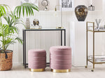 Pouf mit Stauraum Samtstoff rosa 2er Set GARLAND
