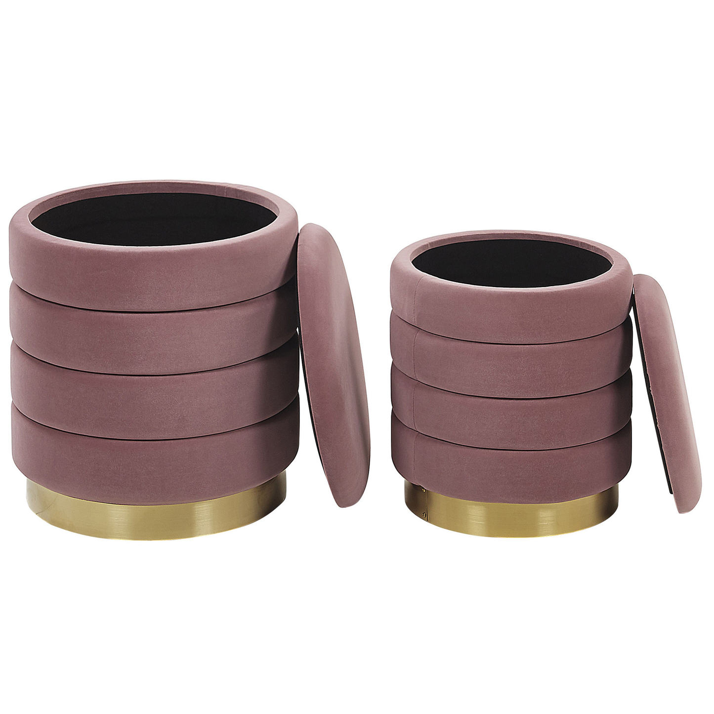 Pouf mit Stauraum Samtstoff rosa 2er Set GARLAND