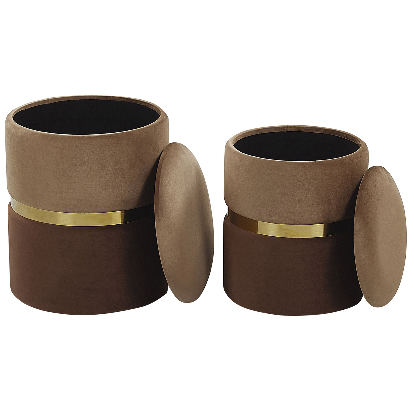 Pouf mit Stauraum Samtstoff braun 2er Set WICHITA