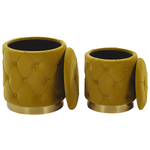 Pouf mit Stauraum Samtstoff senfgelb 2er Set PUEBLO