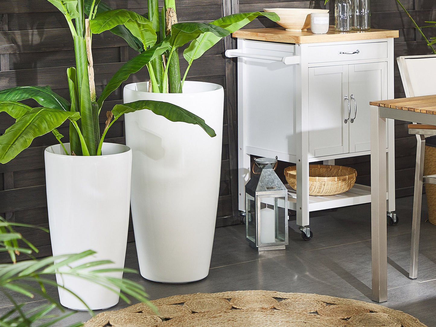 Blumenkübel TSERIA Stein 32 cm Weiss