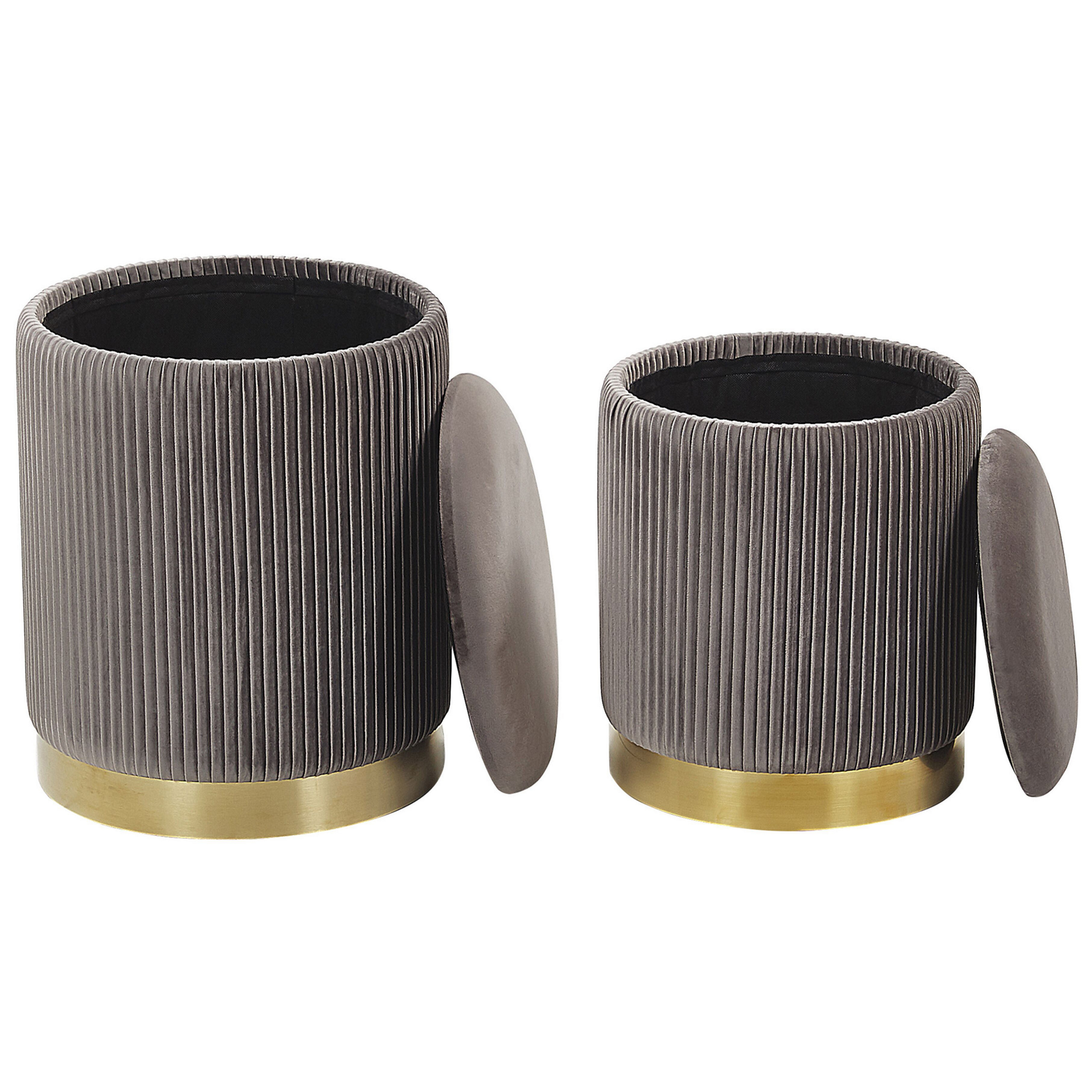 Pouf mit Stauraum Samtstoff grau 2er Set MIRAMAR