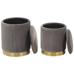 Pouf mit Stauraum Samtstoff grau 2er Set MIRAMAR