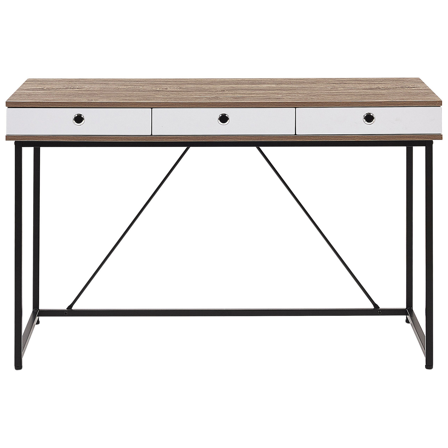 Schreibtisch heller Holzfarbton / weiss 120 x 60 cm 3 Schubladen HINTON