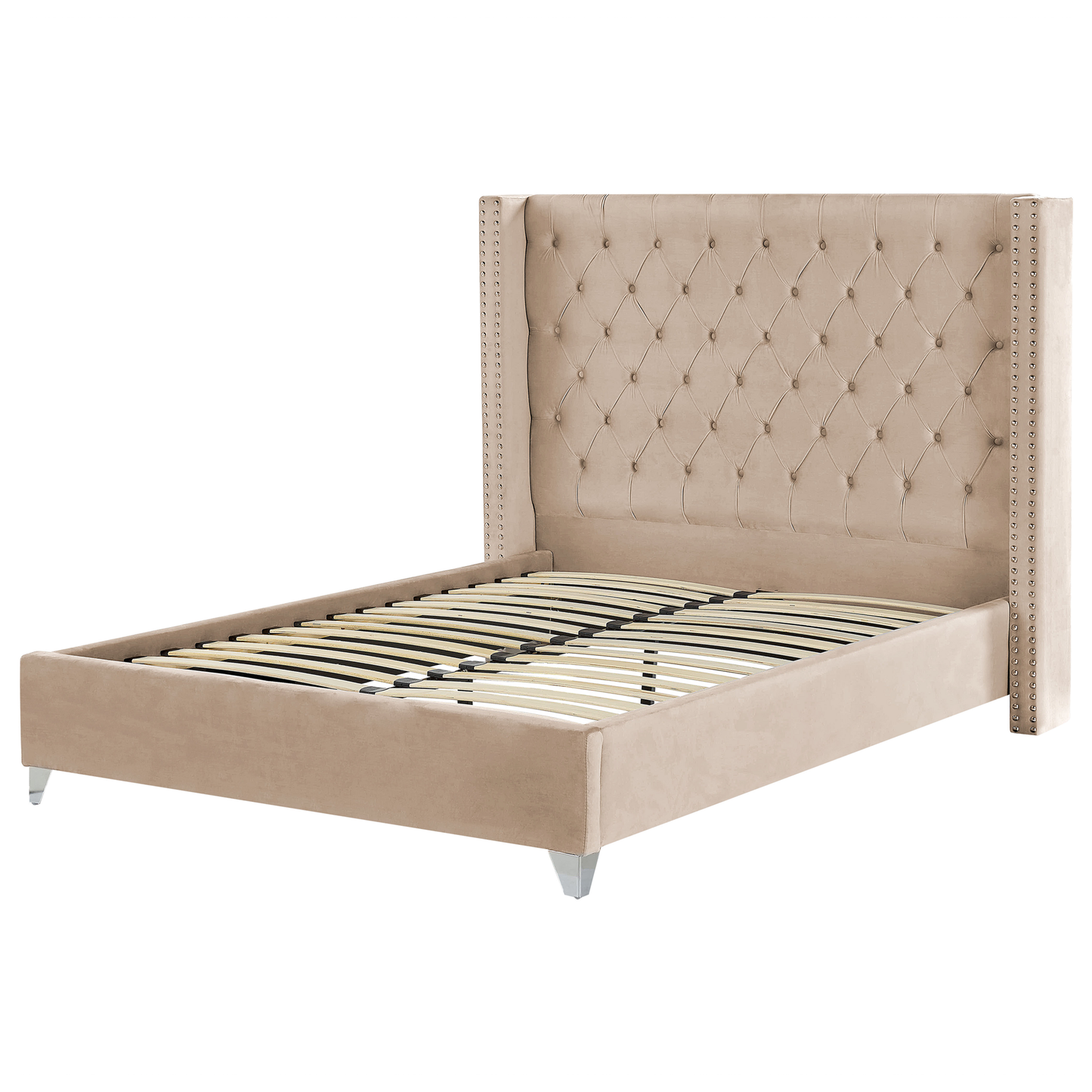 Bett mit Lattenrost Samtstoff LUBBON 160 x 200 cm Beige