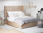 Bett mit Stauraum Samtstoff LUBBON 180 x 200 cm Beige