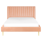 Bett mit Lattenrost Samtstoff MARVILLE 160 x 200 cm Pfirsichrosa