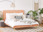 Bett mit Lattenrost Samtstoff MARVILLE 160 x 200 cm Pfirsichrosa