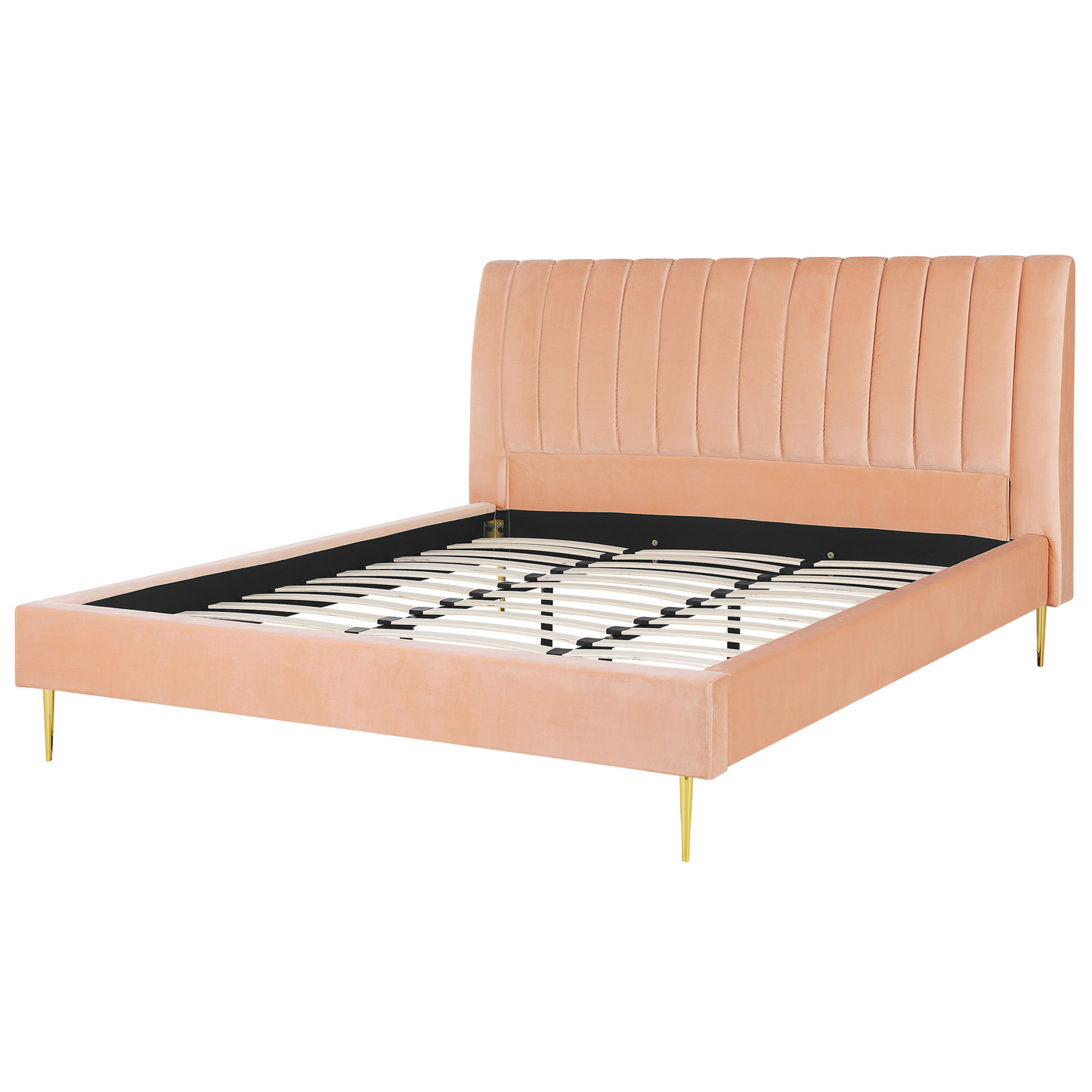 Bett mit Lattenrost Samtstoff MARVILLE 180 x 200 cm Pfirsichrosa