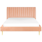 Bett mit Lattenrost Samtstoff MARVILLE 180 x 200 cm Pfirsichrosa