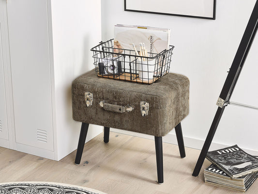 Hocker mit Stauraum Cord hellbraun Koffer-Design MALLARD