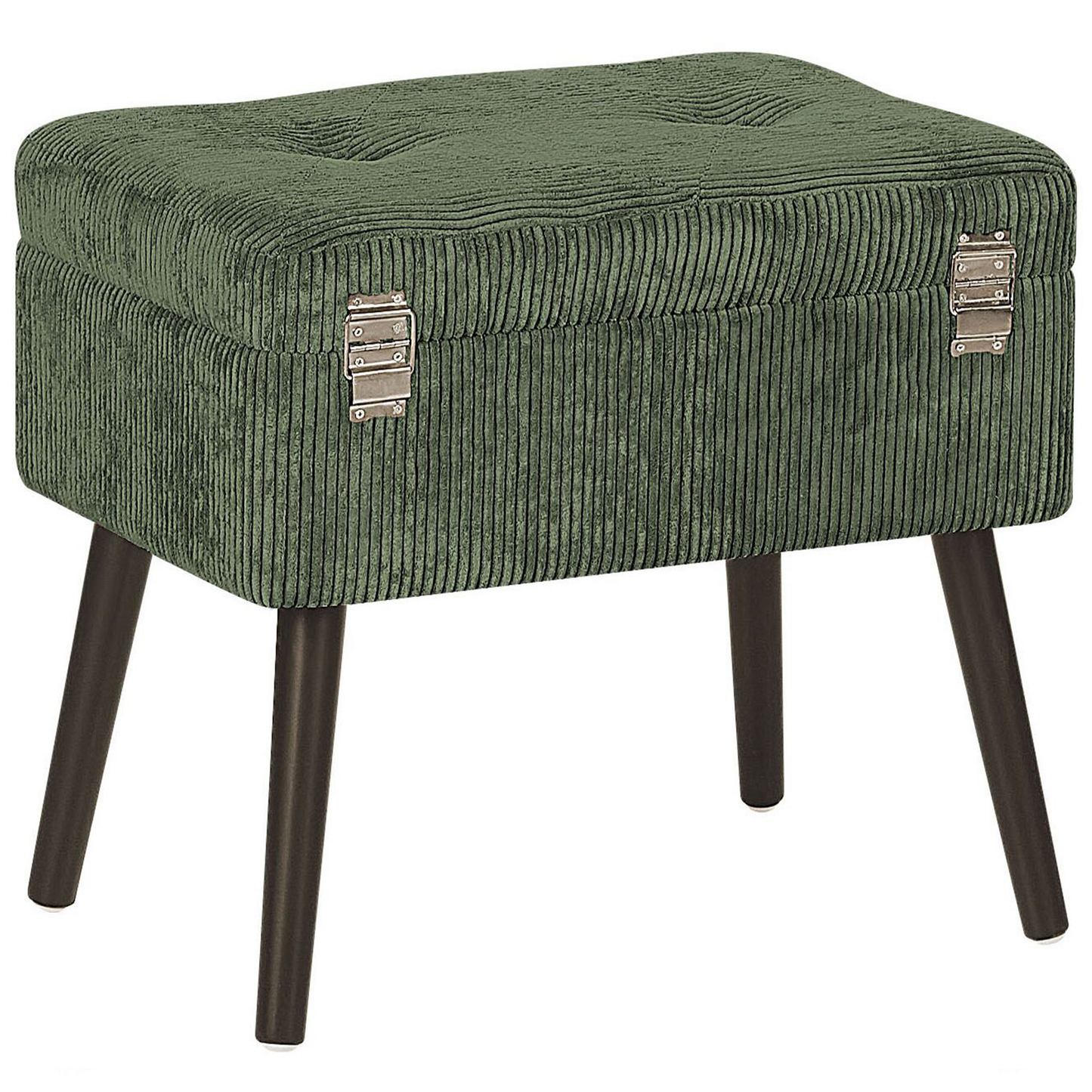 Hocker mit Stauraum Cord dunkelgrün Koffer-Design MALLARD