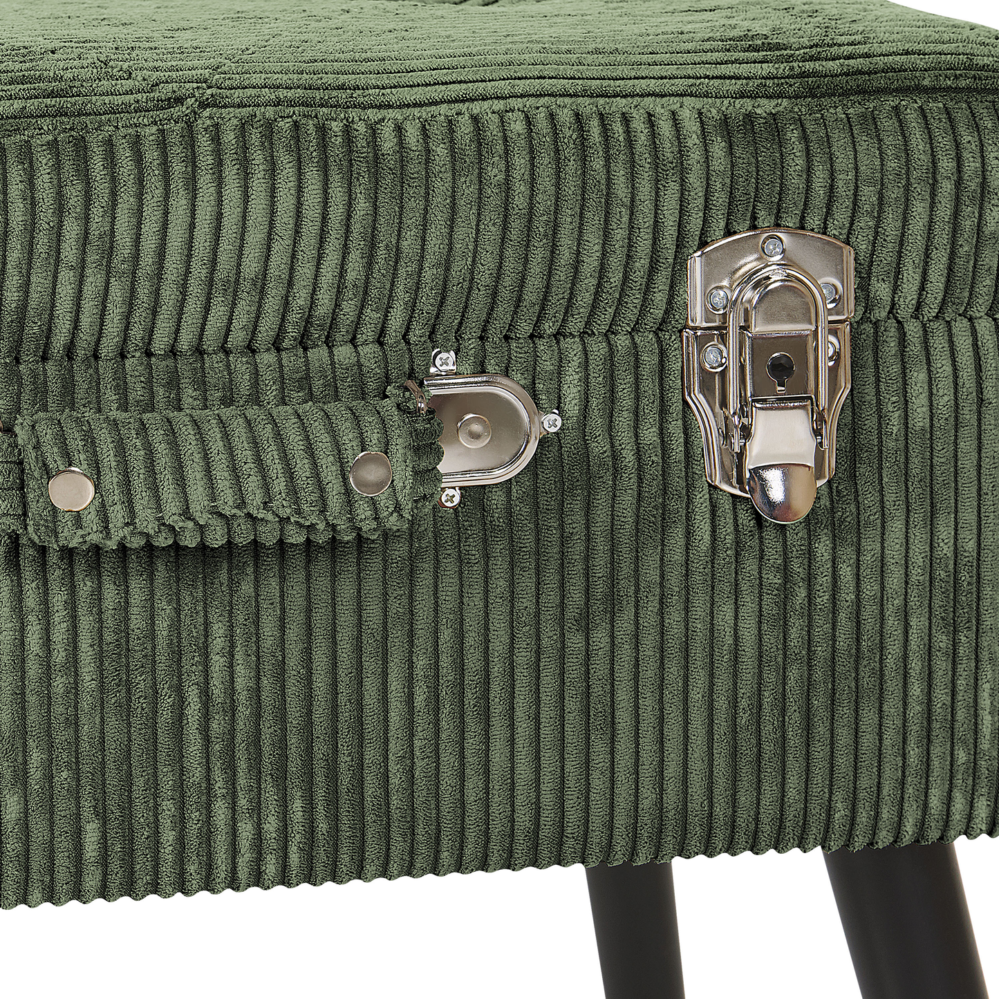 Hocker mit Stauraum Cord dunkelgrün Koffer-Design MALLARD
