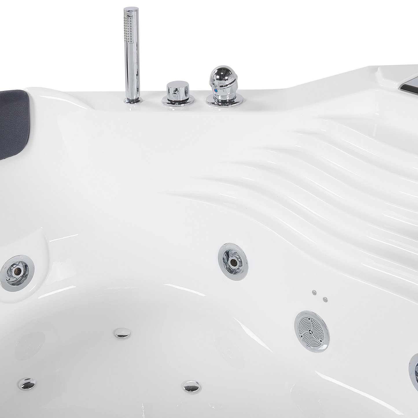 Whirlpool Badewanne mit Bluetooth Lautsprecher weiss mit LED 210 x 145 cm MONACO