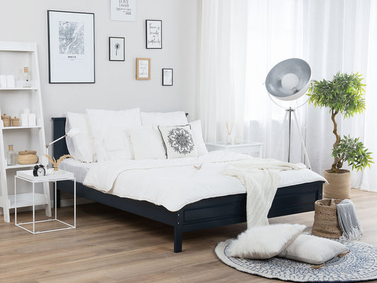 Bett mit Lattenrost Kiefernholz OLIVET 160 x 200 cm Dunkelblau
