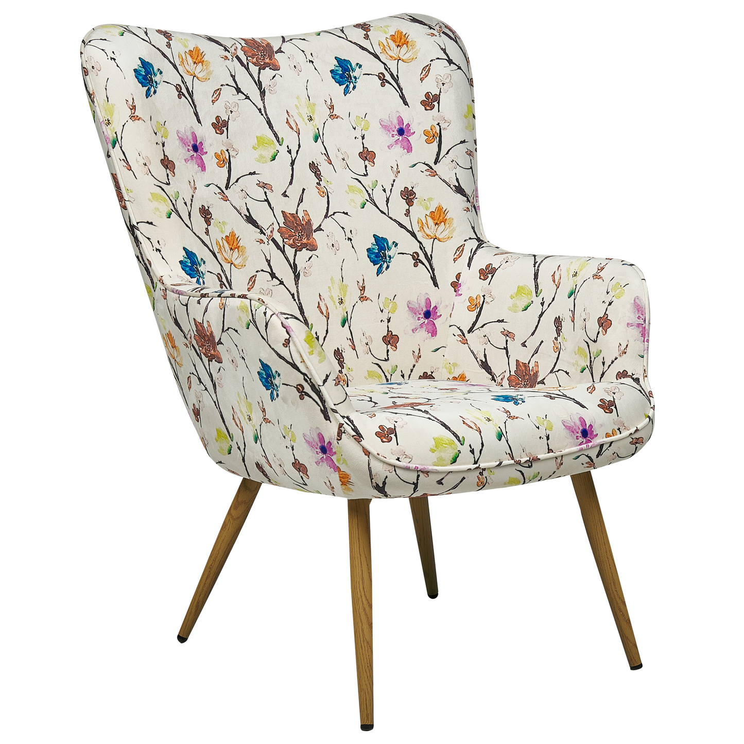 Ohrensessel VEJLE mit Fussstütze Stoff Creme