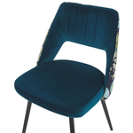 Esszimmerstuhl 2er Set ANSLEY Samtstoff Seeblau