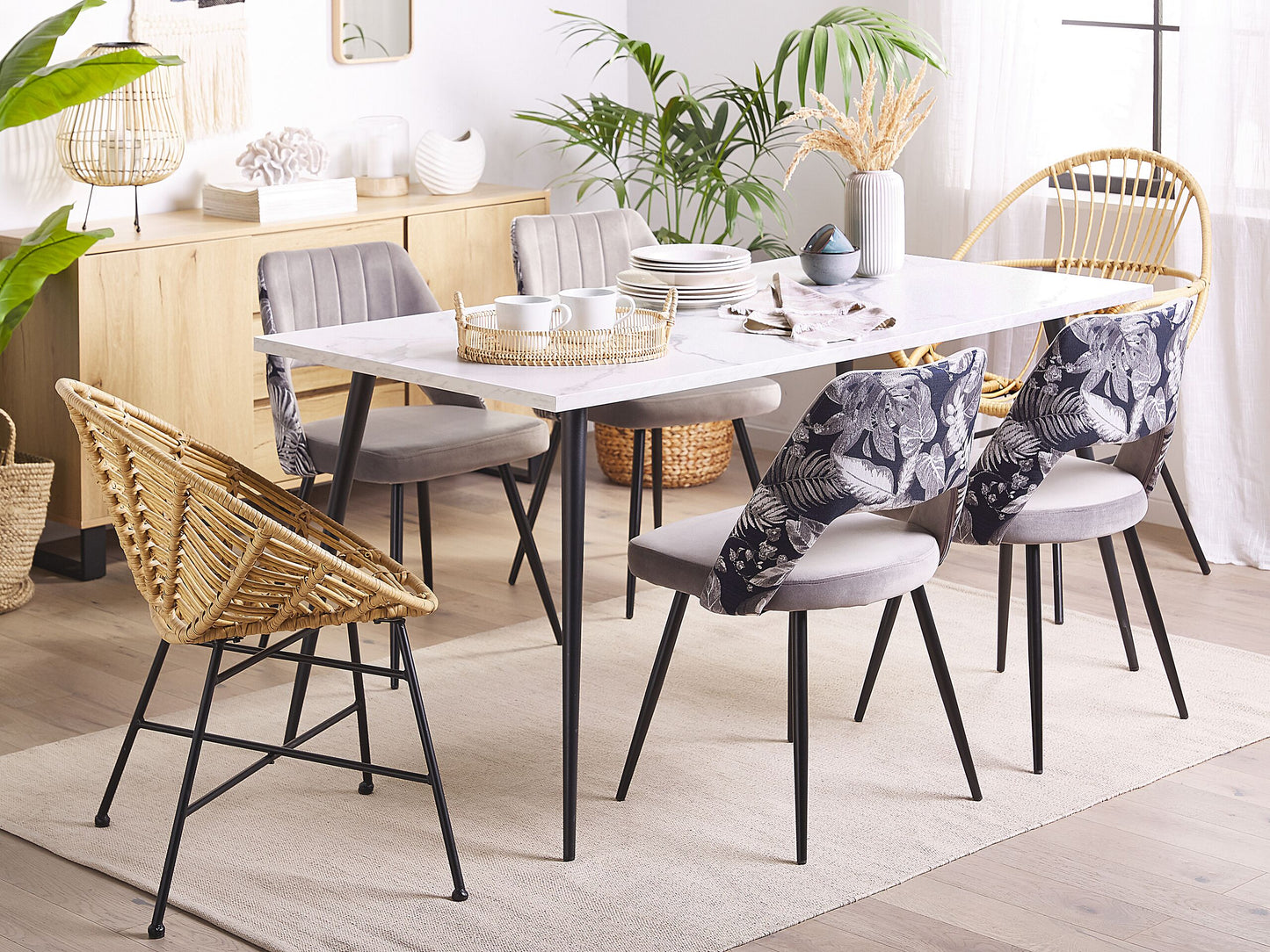 Esszimmerstuhl 2er Set ANSLEY Samtstoff Grau