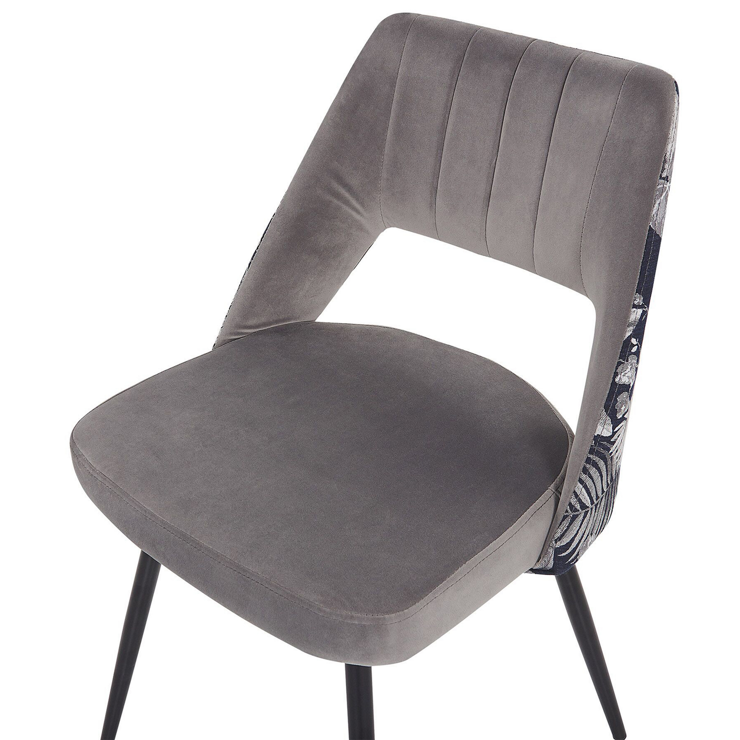 Esszimmerstuhl 2er Set ANSLEY Samtstoff Grau