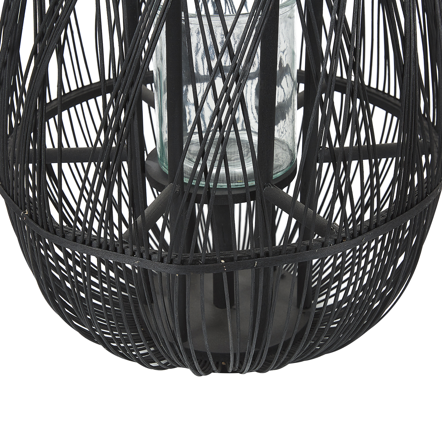 Laterne TONGA Bambusholz 56 cm Schwarz