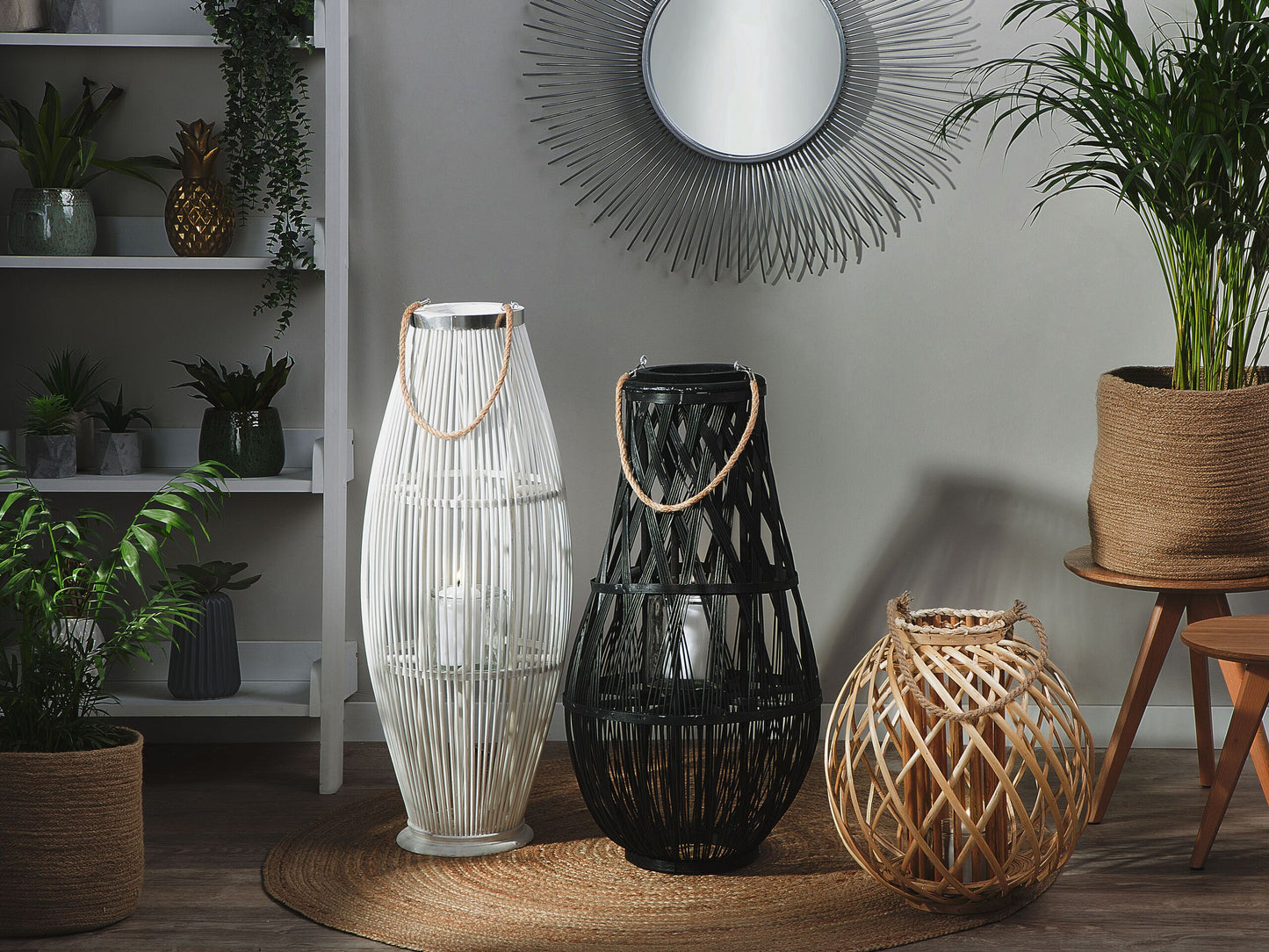 Laterne TONGA Bambusholz 77 cm Schwarz