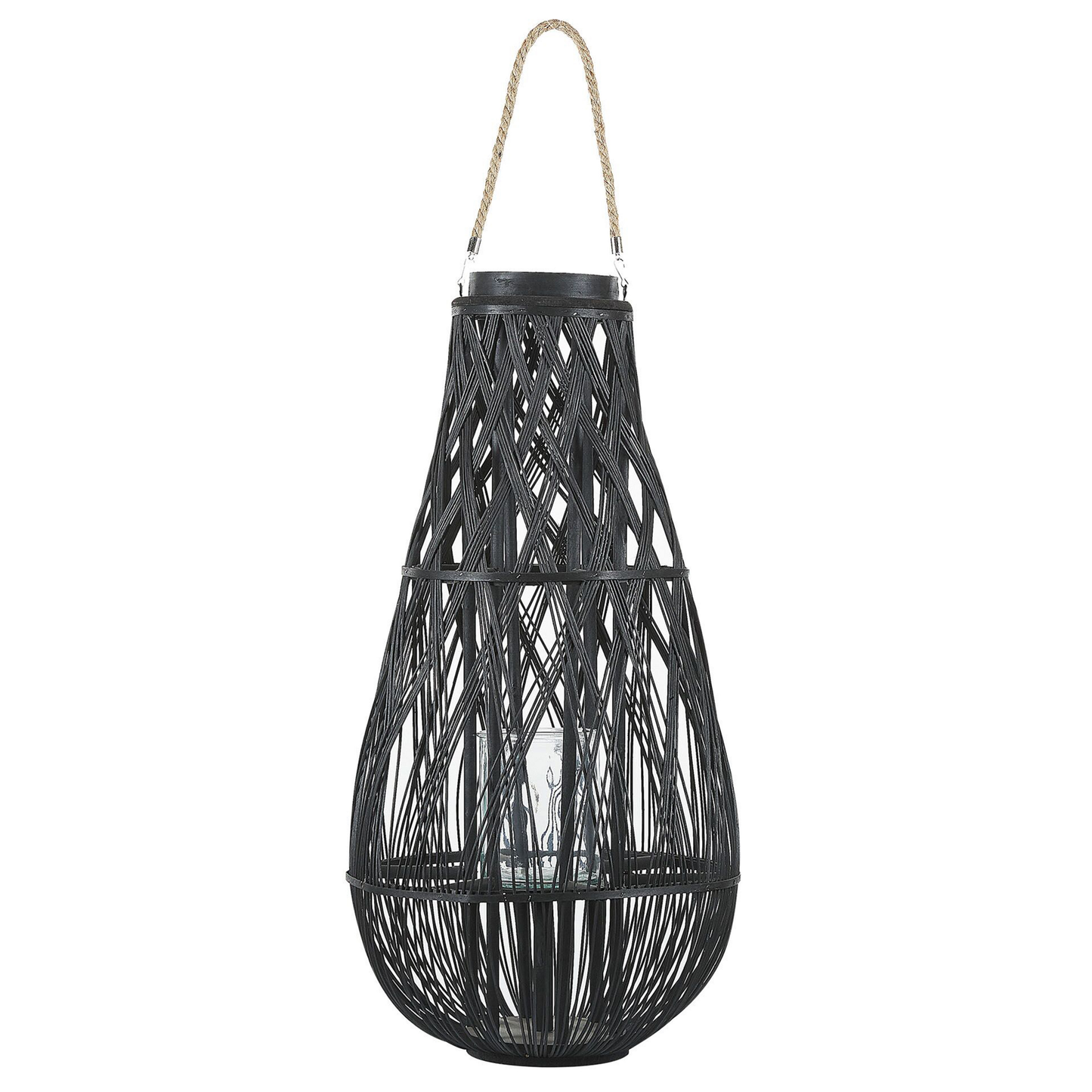 Laterne TONGA Bambusholz 77 cm Schwarz