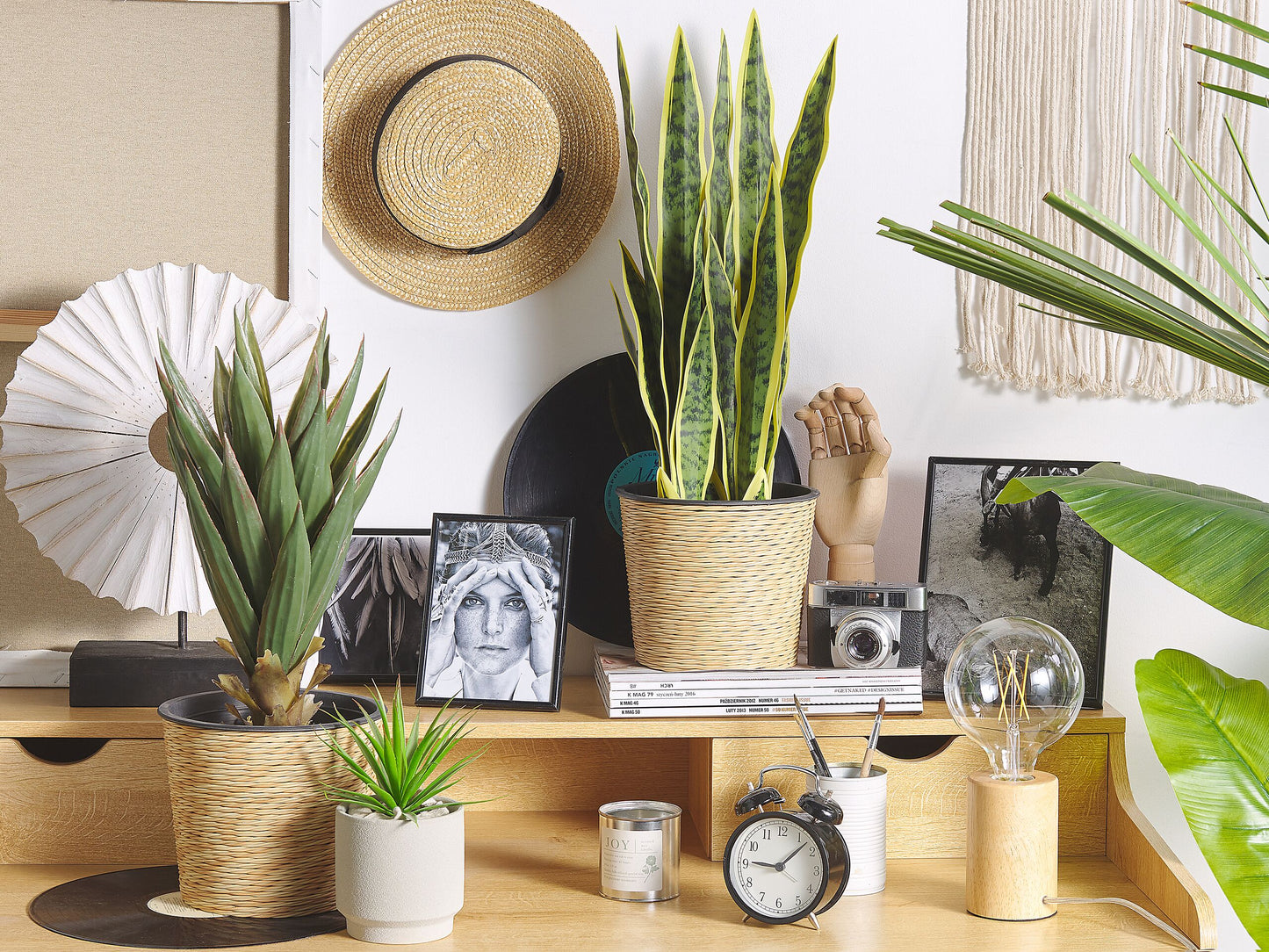 Kunstpflanze im Blumentopf 52 cm biegbare Zweige YUCCA