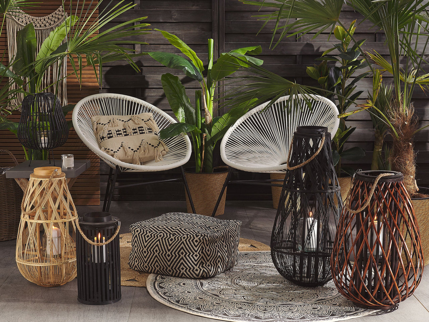 Laterne LUZON Holz 40 cm Schwarz