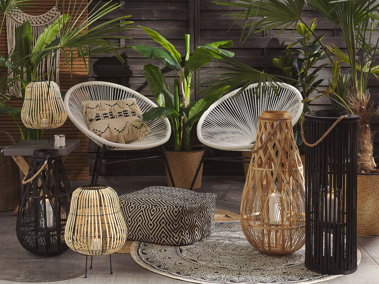 Laterne LUZON Holz 80 cm Schwarz