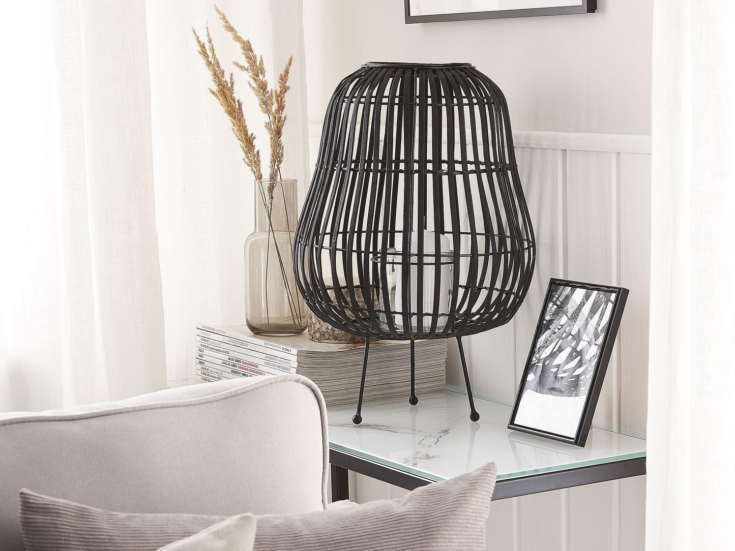 Laterne BERKNER Holz 44 cm Schwarz