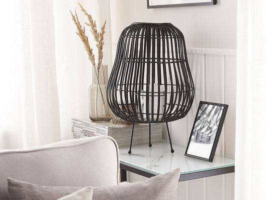 Laterne BERKNER Holz 44 cm Schwarz