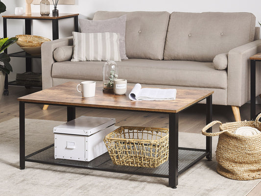 Couchtisch dunkler Holzfarbton / schwarz rechteckig 106 x 60 cm ASTON