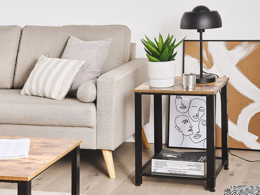 Beistelltisch dunkler Holzfarbton / schwarz quadratisch 45 x 45 cm ASTON