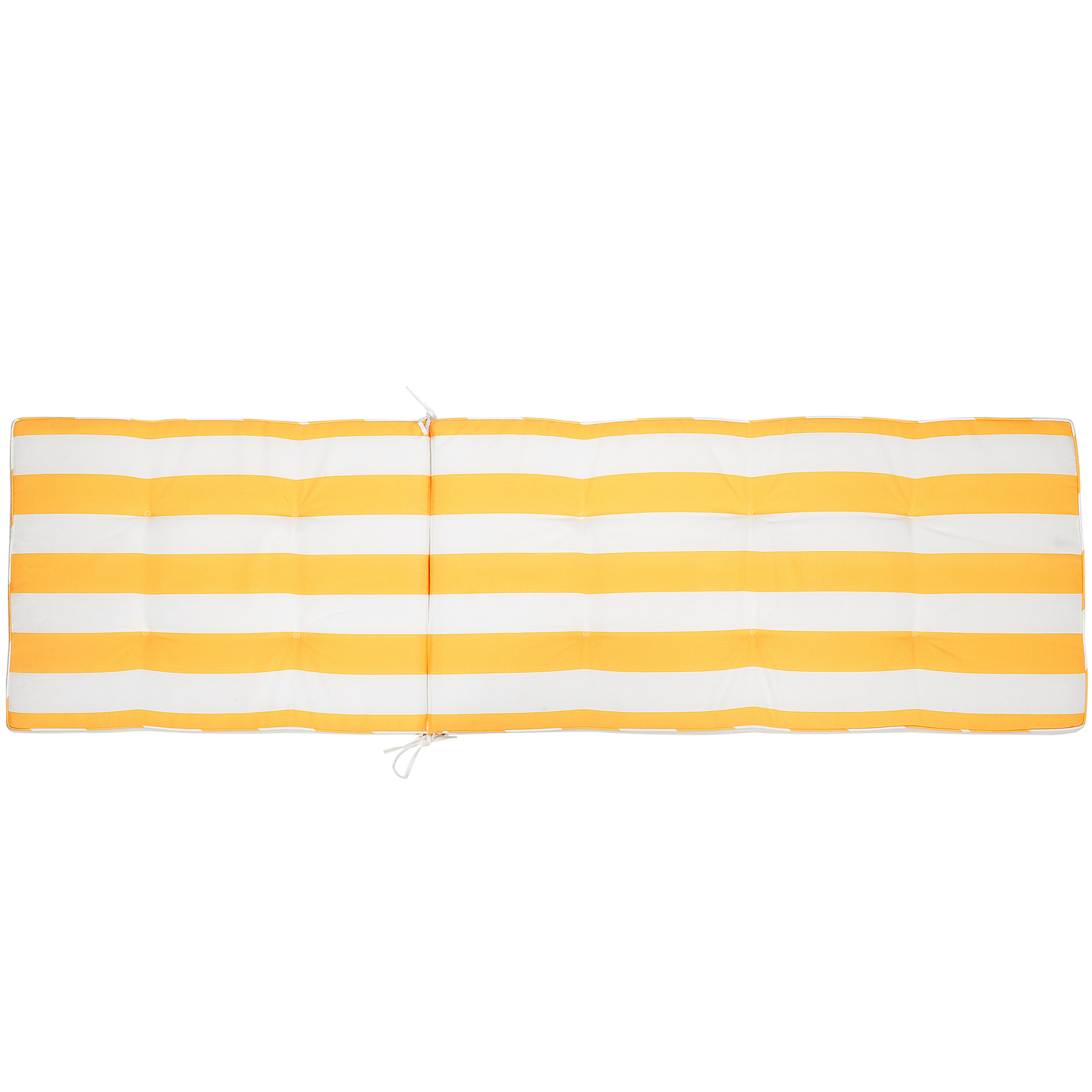 Gartenliege Akazienholz hellbraun Auflage gelb gestreift rollbar CESANA