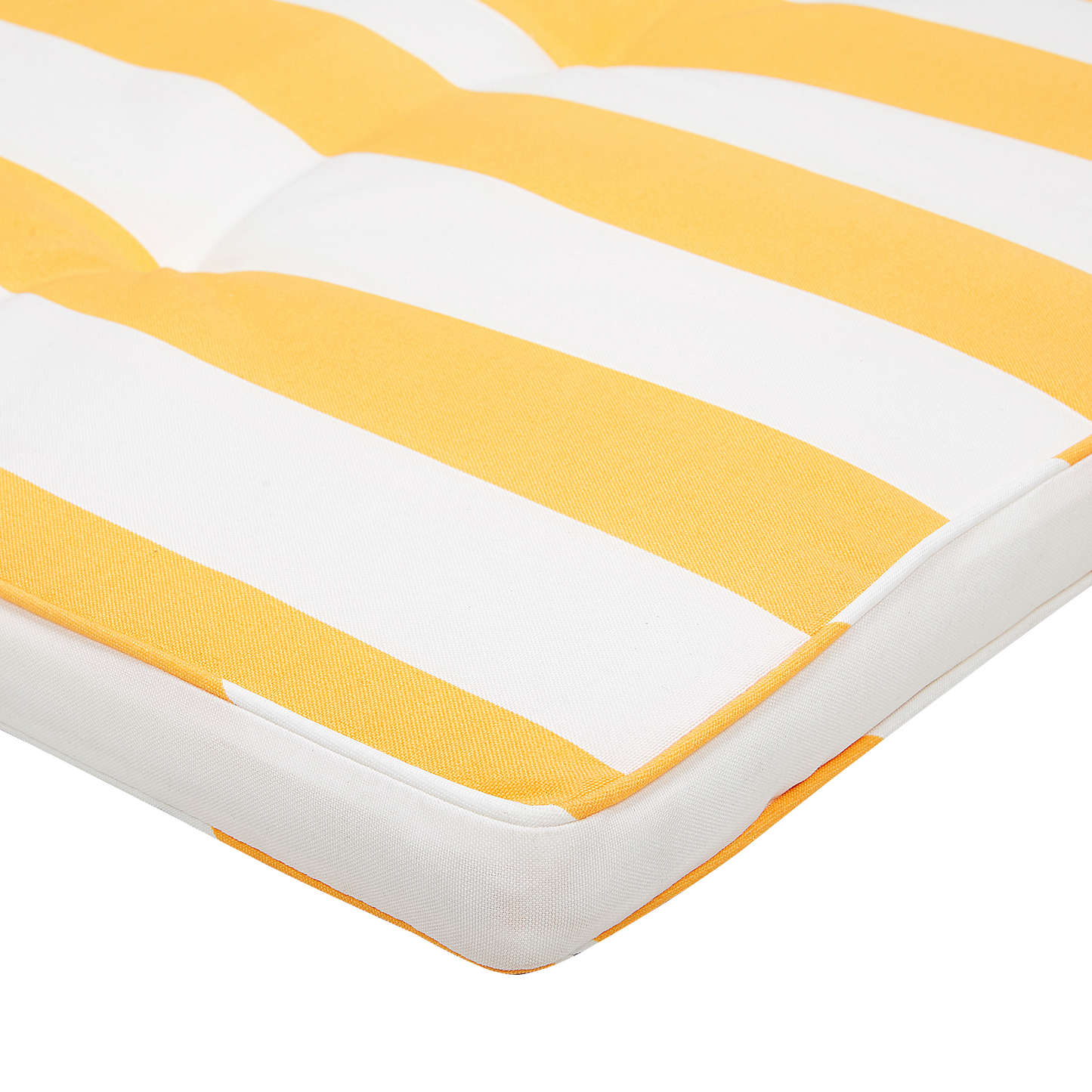 Gartenliege Akazienholz hellbraun Auflage gelb gestreift rollbar CESANA