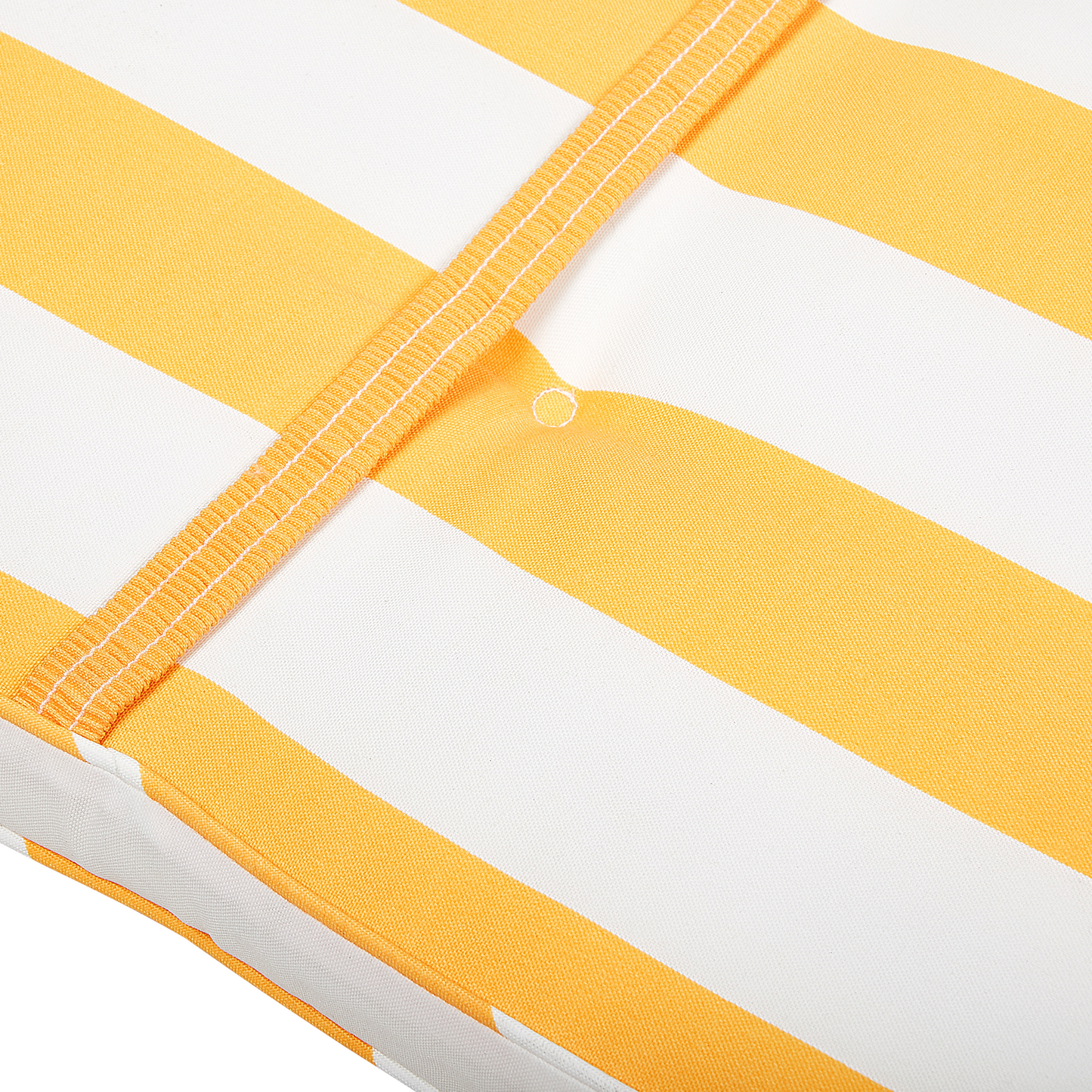 Gartenliege Akazienholz hellbraun Auflage gelb gestreift rollbar CESANA