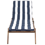 Gartenliege Akazienholz hellbraun Auflage marineblau gestreift rollbar CESANA